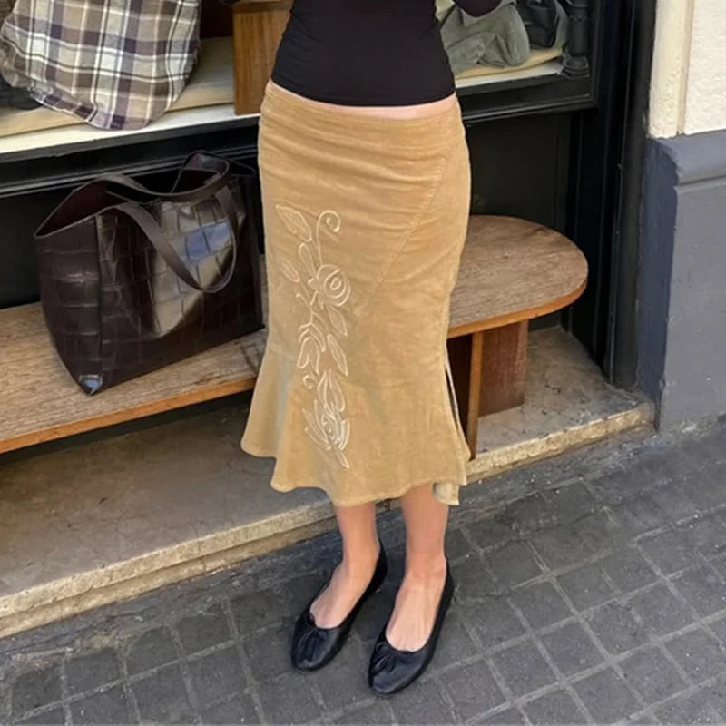 Summer Vintage Printed Long Skirt
