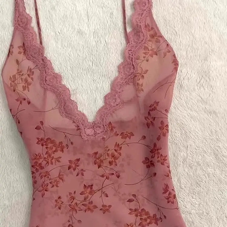 Summer Woman Floral Halter Lace Blouse