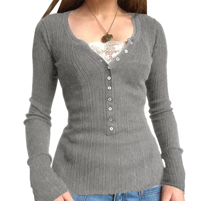 2000S Vintage Long Sleeve Babydoll Knitted Sweater Tops Cottage Milkmaid Pullovers Aesthetic Grunge Y2K Knitwear T-Shirts Women