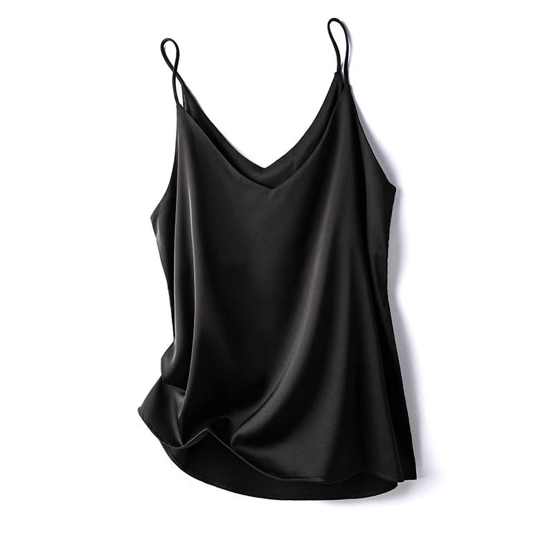 20246 Summer Camisole Slim Vest Sexy Women Sleeveless V-Neck Gray Tee Tank Tops Female Solid Black/White Korean Crop Tops Y2K