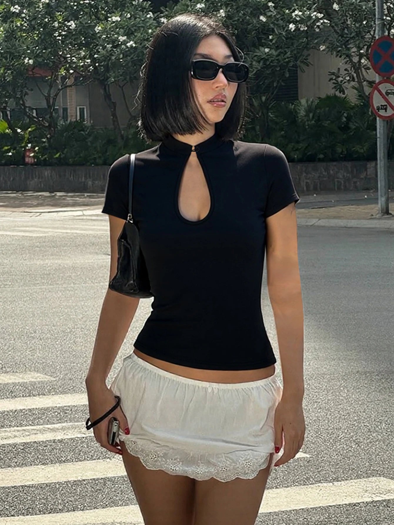 Mandarin Collar Short Sleeve