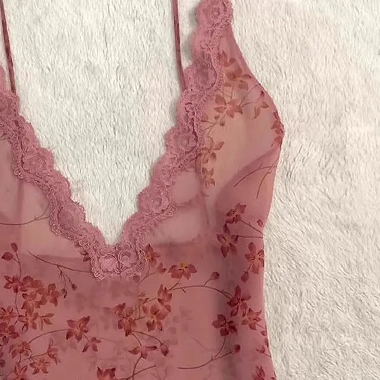 Summer Woman Floral Halter Lace Blouse