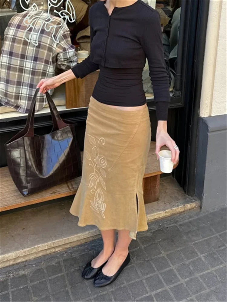Summer Vintage Printed Long Skirt