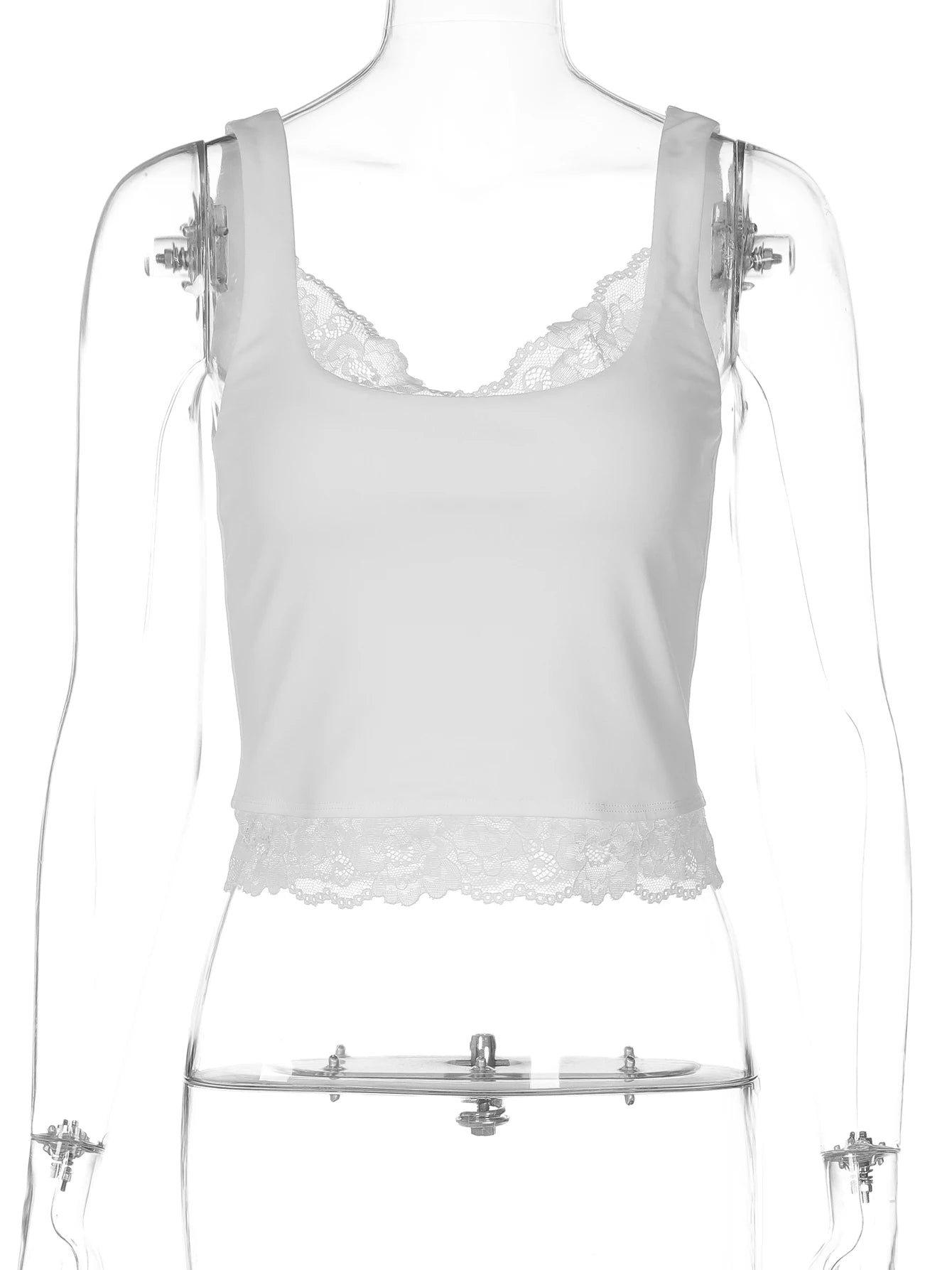 Lace Ruffles Patchwork Tank Top