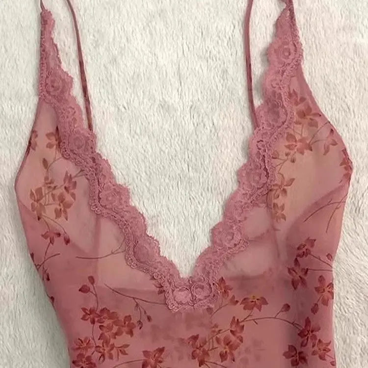 Summer Woman Floral Halter Lace Blouse