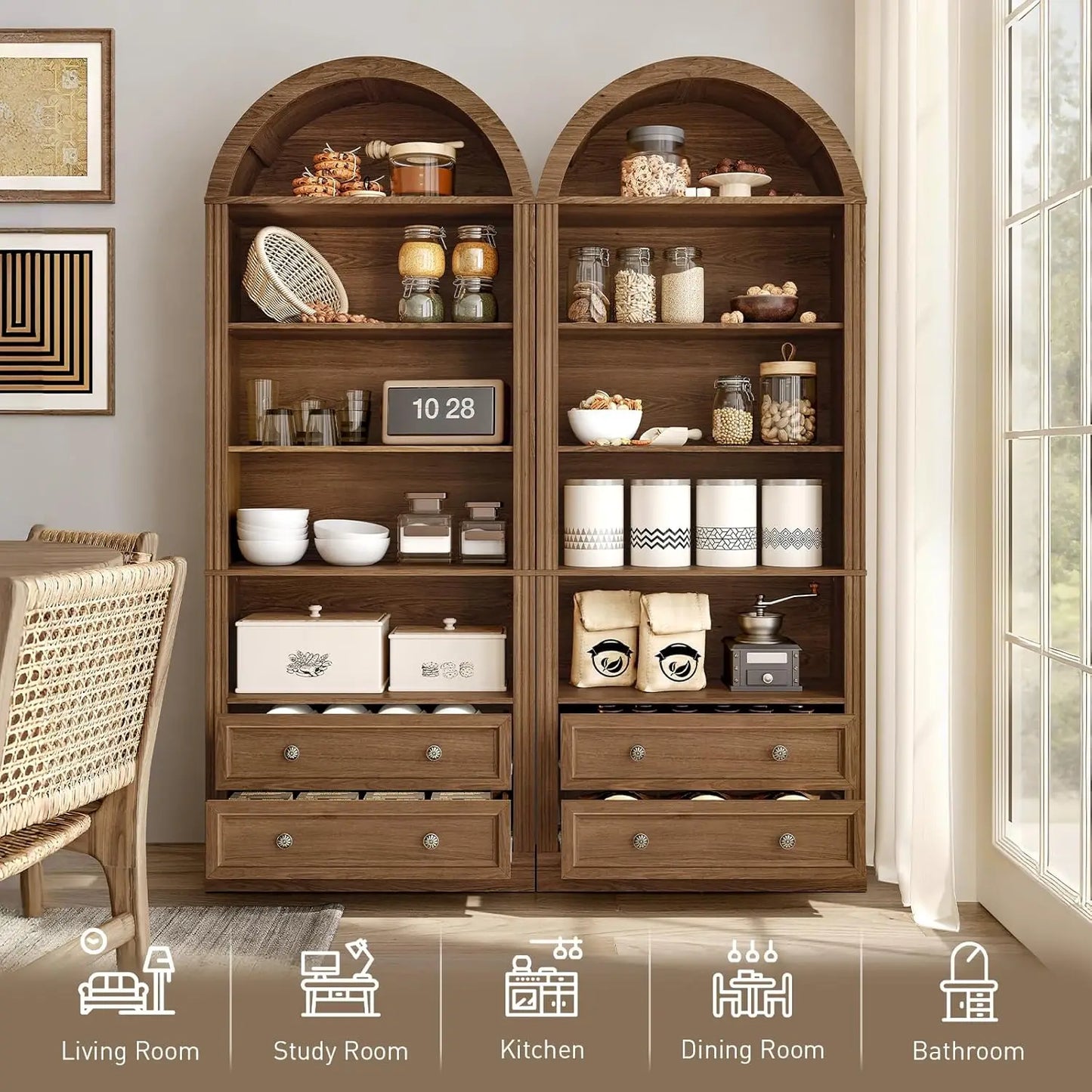 Bovueleiu Farmhouse Arched Bookshelf