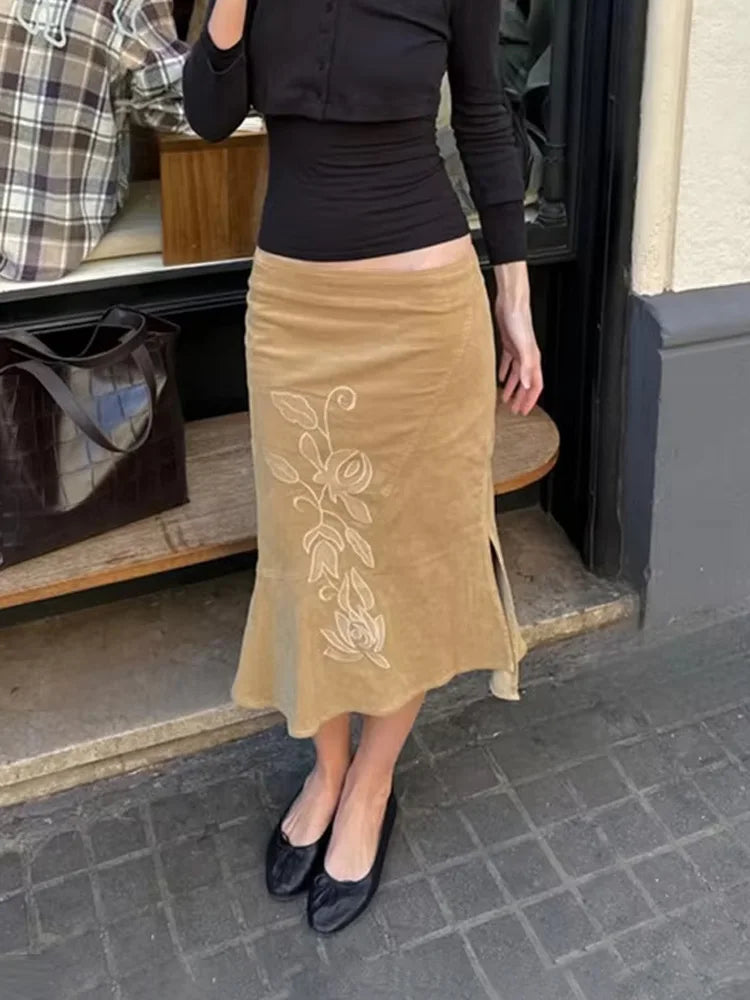 Summer Vintage Printed Long Skirt