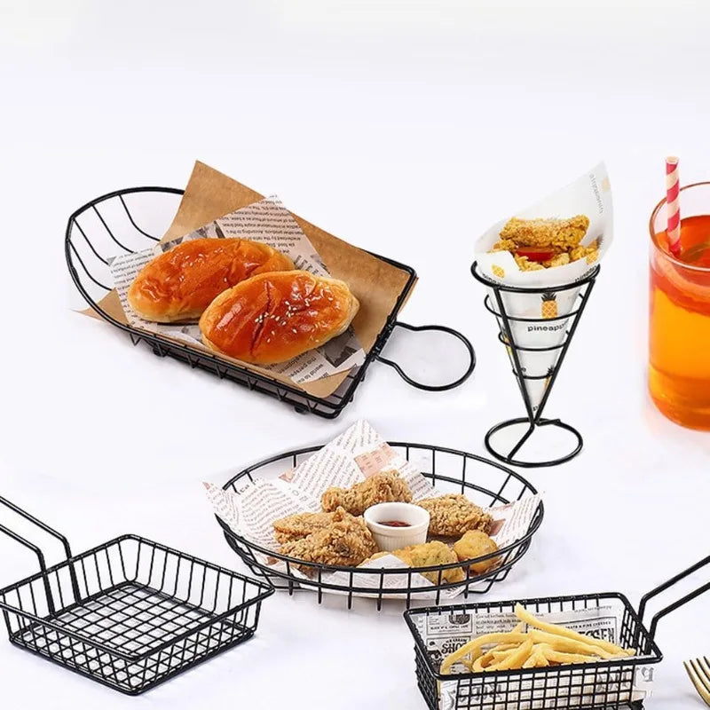 French Fries Holder Cone Basket Snack Display Stand for Fried Chicken Snack Stands for Home Cafe Restaurant and Party Use