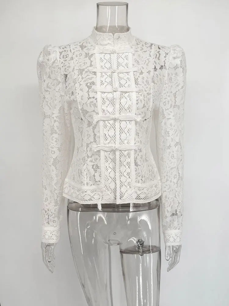 Lace Printed Hollow Out Top