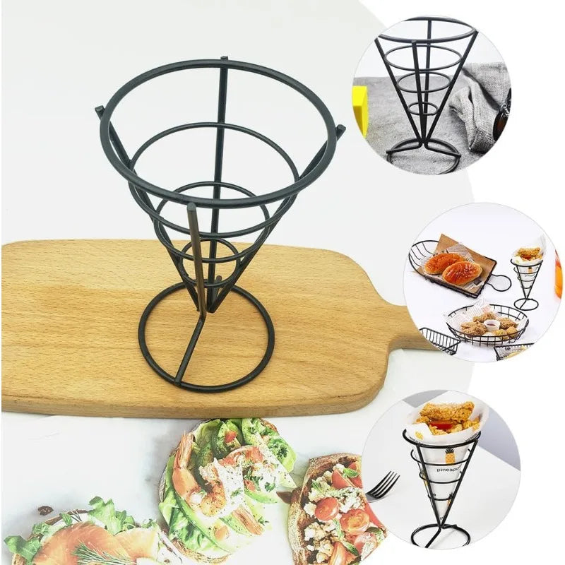 French Fries Holder Cone Basket Snack Display Stand for Fried Chicken Snack Stands for Home Cafe Restaurant and Party Use