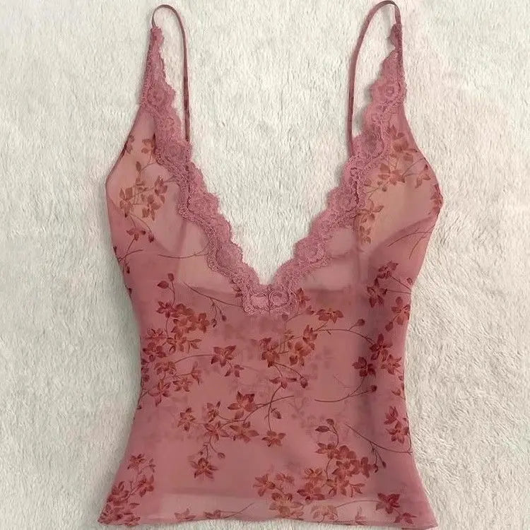 Summer Woman Floral Halter Lace Blouse