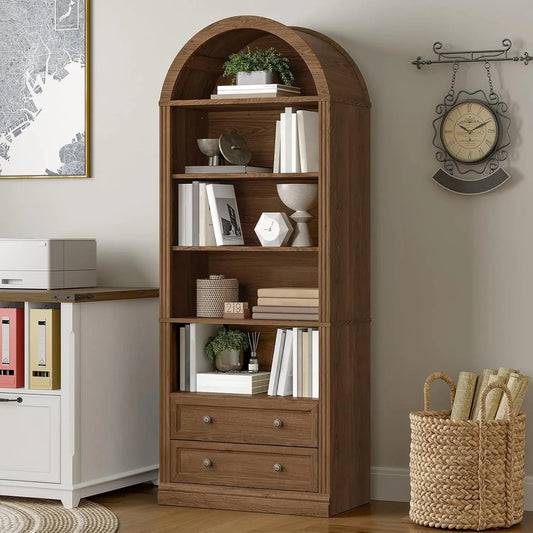Bovueleiu Farmhouse Arched Bookshelf