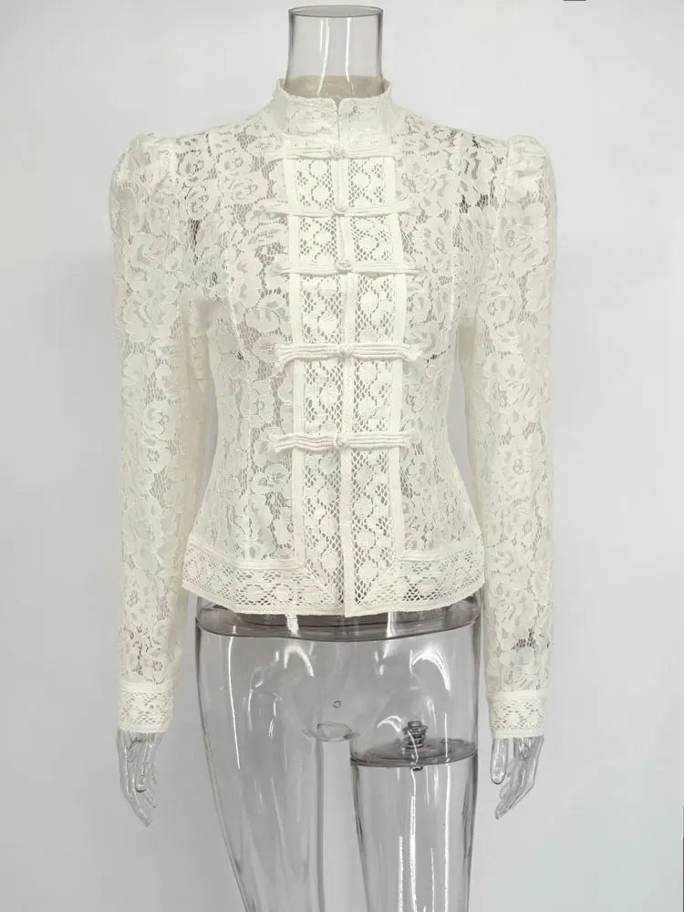 Lace Printed Hollow Out Top